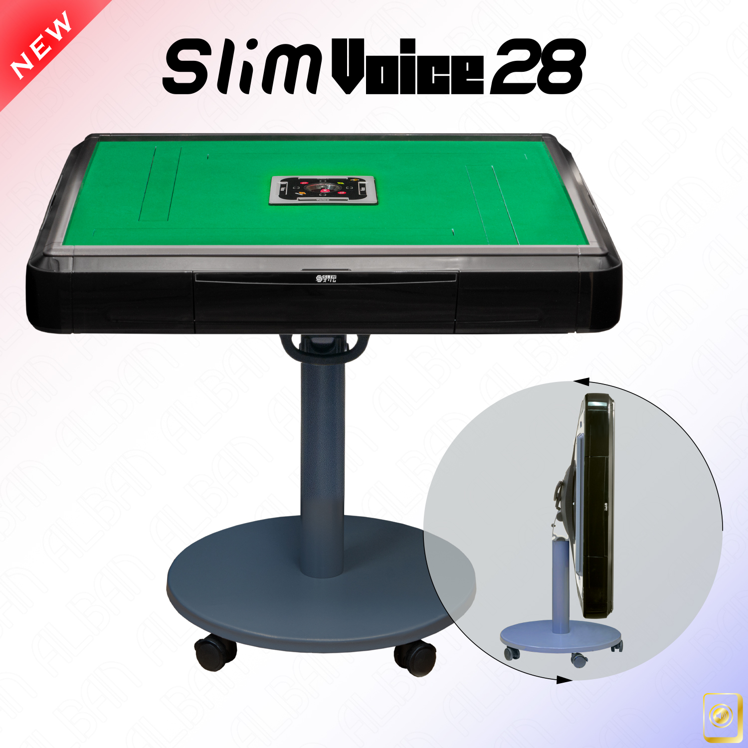 家庭用全自動麻雀「アルバンスリムヴォイス２８ / Alban Slim Voice 28」ブラック【折りたたみ・移動式脚タイプ】
